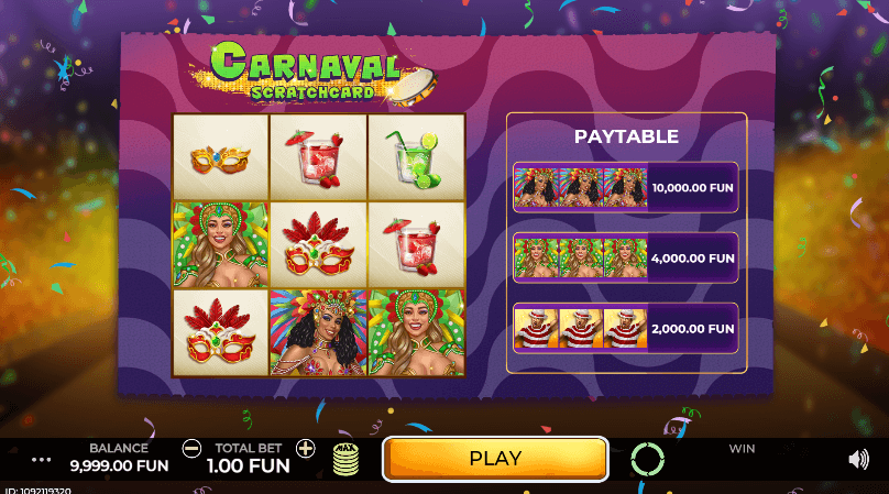 Carnaval Scratchcard Caleta Gaming โปรโมชั่น สล็อต XO