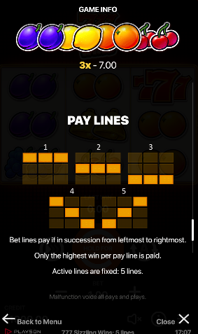 777 Sizzling Wins 5 Lines สล็อตค่าย Nextspin SLOT SLOTXO (2)