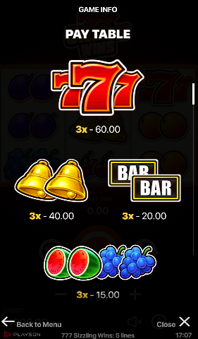 777 Sizzling Wins 5 Lines สล็อตค่าย Nextspin SLOT SLOTXO (3)