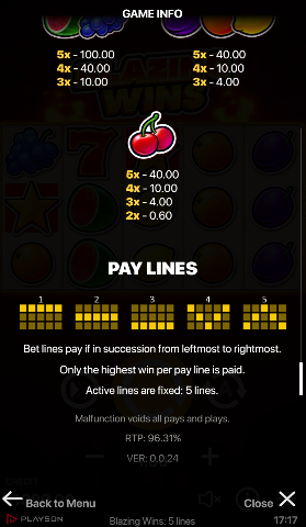 Blazing Wins 5 lines สล็อตค่าย Nextspin SLOT SLOTXO (1)