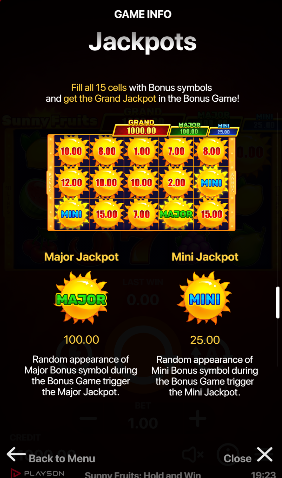 Sunny Fruits Hold and Win สล็อตค่าย PLAYSON SLOT SLOTXO (2)