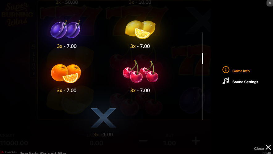 Super Burning Wins สล็อตค่าย PLAYSON SLOT SLOTXO 3